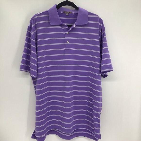 Peter Millar Summer Sport Performance Polo Short Sleeve Shirt Purple Size L - Picture 1 of 5